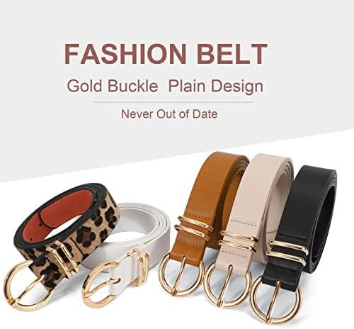 VONMELLI 2 Pack Women's Leather Belts for Jeans Dresses Fashion Gold Buckle Ladies  Belt, by Bilawarkhan