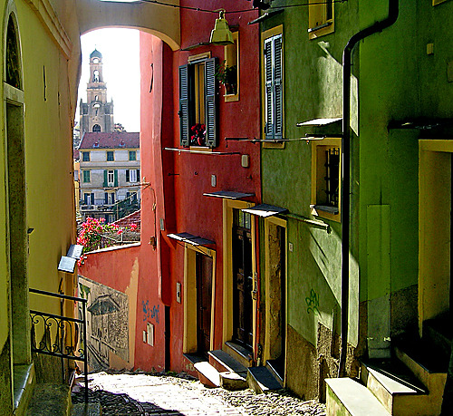 Narrow Street, Sanremo, Liguria, Italy