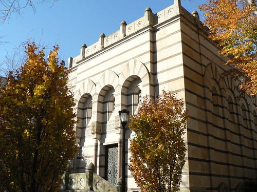The gathering place of the Scroll and Key club, known as The Tomb, largely because it looks like one. Marc Smith on Flickr.