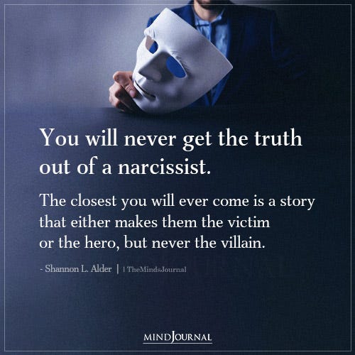 What is something a narcissist would never say?
