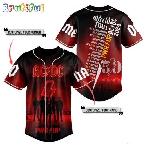 Pwr Up World Tour 2024 Acdc Baseball Shirt - Trending T-shirt Designs ...