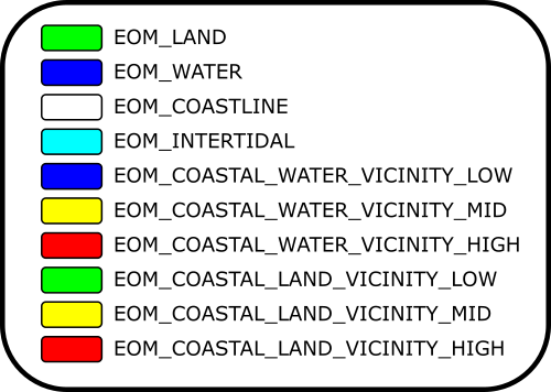 The ten classes provived by the coastal map