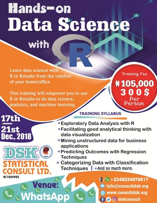 Data Science with R in Rstudio. This is a great opportunity for you to ...