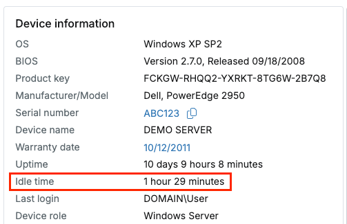 Device idle time isn’t available in the NinjaOne API, but you can still get it