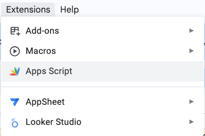 Apps Script Menu