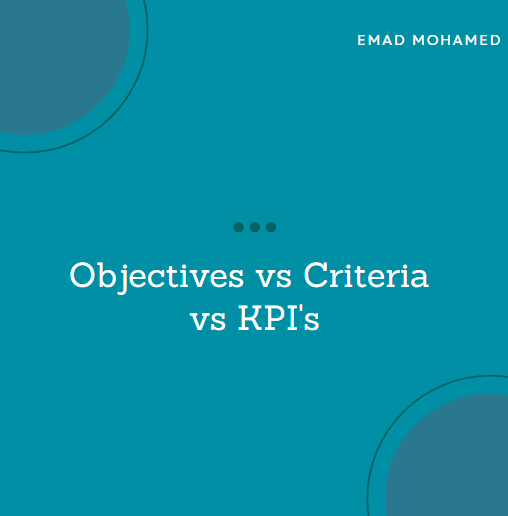 Objectives vs Criteria vs KPI’s. Objectives, Criteria, and KPIs (Key