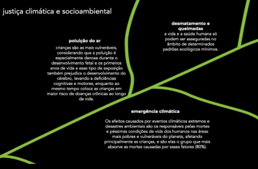 O eixo de justiça climática do Instituto Alana pretende dar visibilidade e efetividade aos arts. 225 e 227 da Constituição Brasileira.