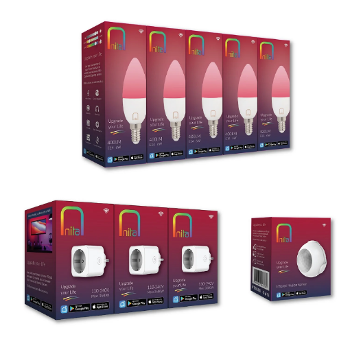 Set Nita Smart 3 prize 5 becuri 6W E14 RGB senzor miscare