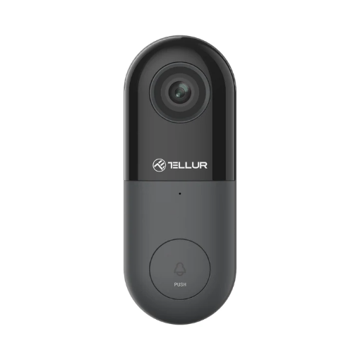 Videointerfon inteligent PIR Tellur black wired rezolutie FullHD 1080P AC12~24V IP54 Wifi