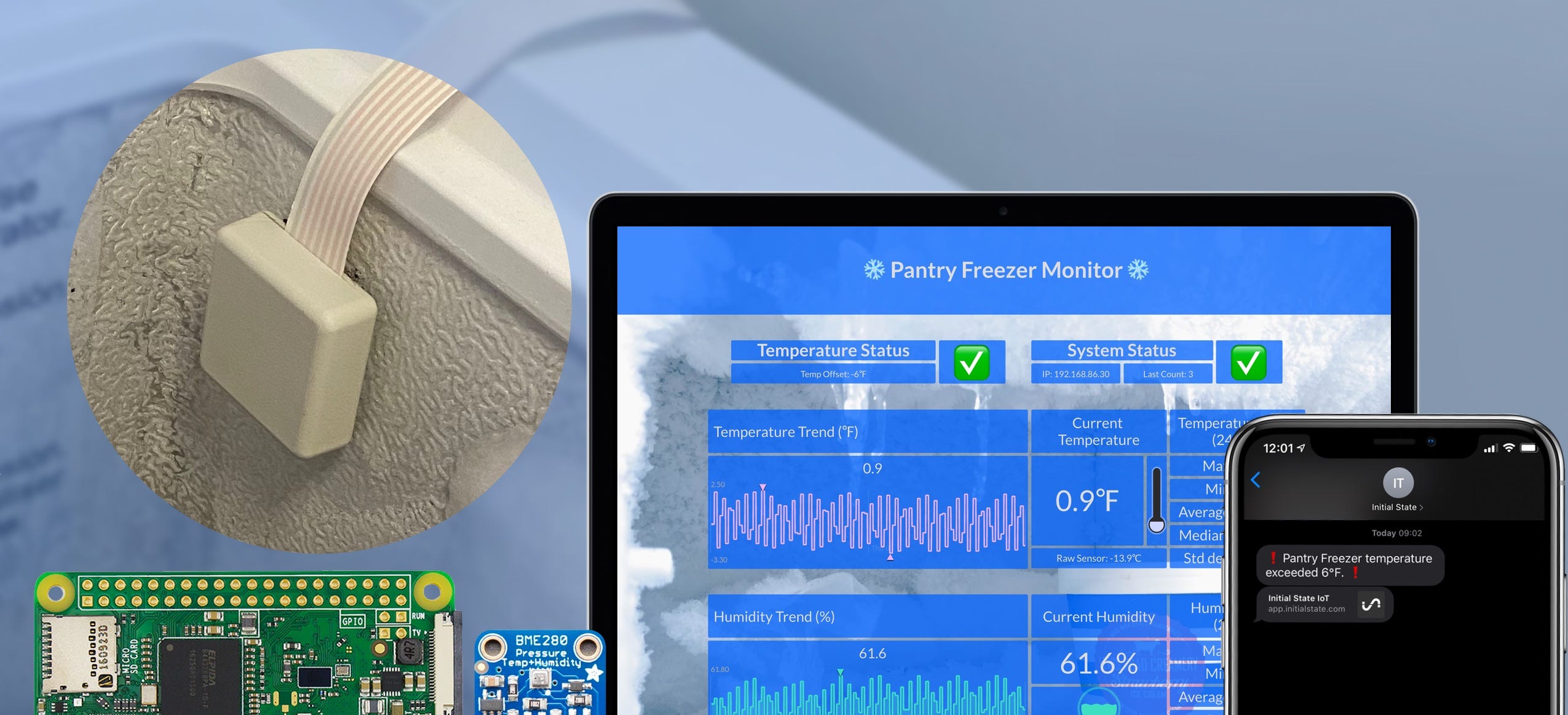 WiFi Fridge/Freezer Temperature Monitor Data Logger