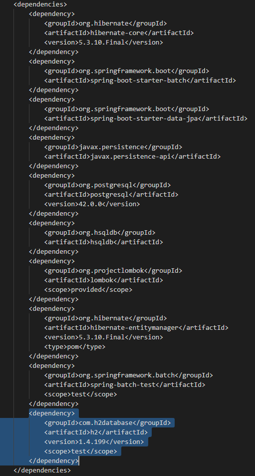 The pom.xml of my project