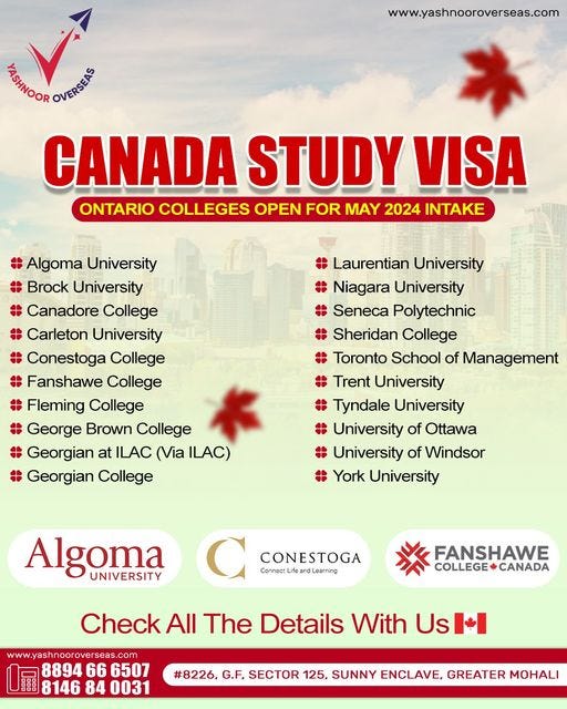 Study In Canada Colleges Open for May 2024 Intake in Ontario