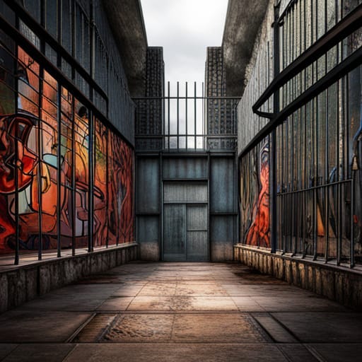 Graffiti behind bars of Steel. Etching memories on Stone by Warren