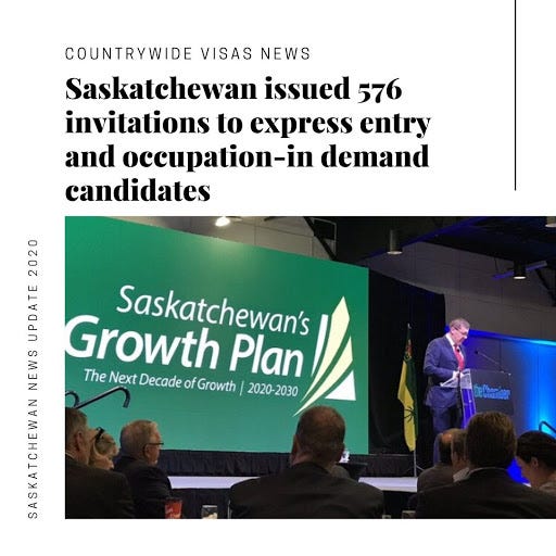 Saskatchewan issued 576 invitations to express entry and occupationin