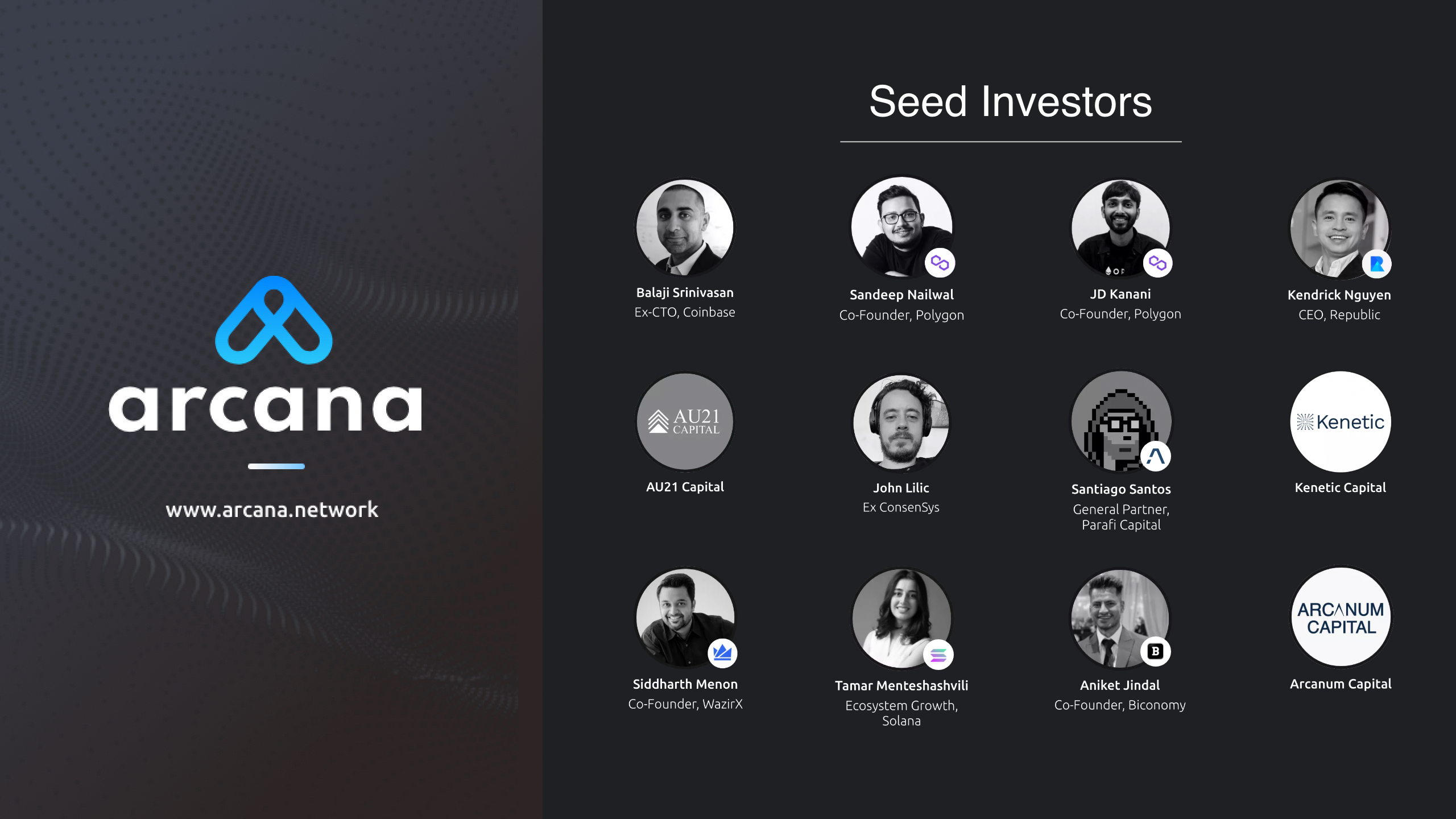 Arcana Raises $375K Seed from Balaji Srinivasan and Other Investors | by  Arcana Network | Arcana Network Blog | Medium