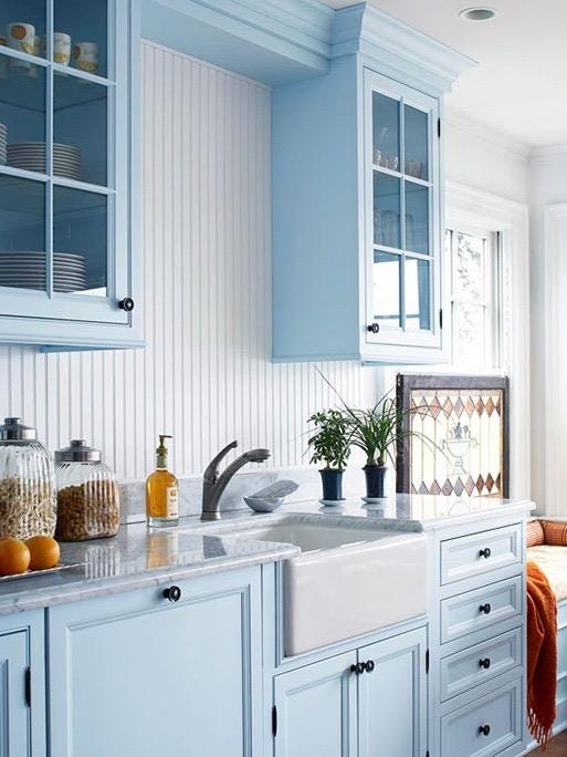 Powder Blue Kitchen Cabinets Design Ideas