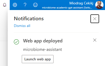 Web application successful deployment notification