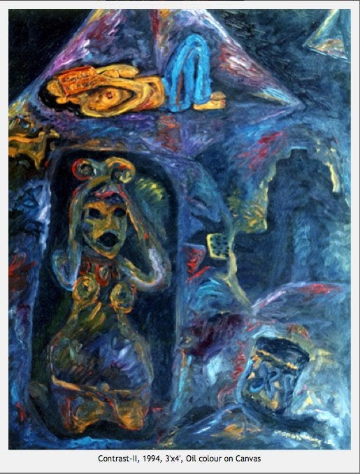 Title: Contrast -II, Year: 1994, Size: 3' x 4', Medium: Oil Color on Canvas