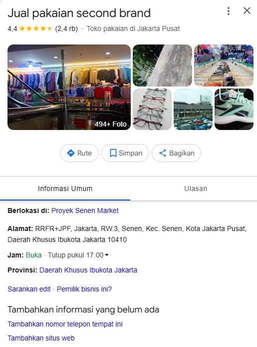 Jual Pakaian Second Brand