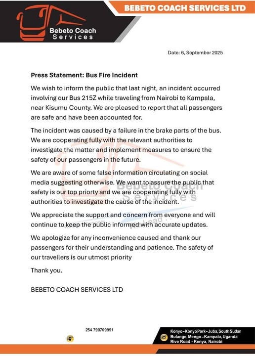The press release from Bebeto Coach Services Ltd