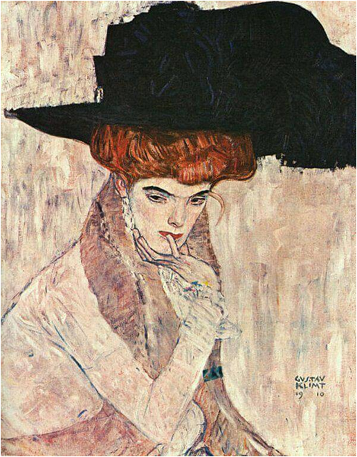 Gustav Klimt, Siyah Tüylü Şapka Giyen Kadın, 1910