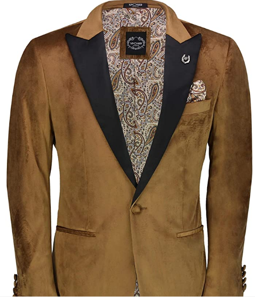 Mens Gold Velvet Style Tuxedo Blazer/Dinner Jacket main image 1
