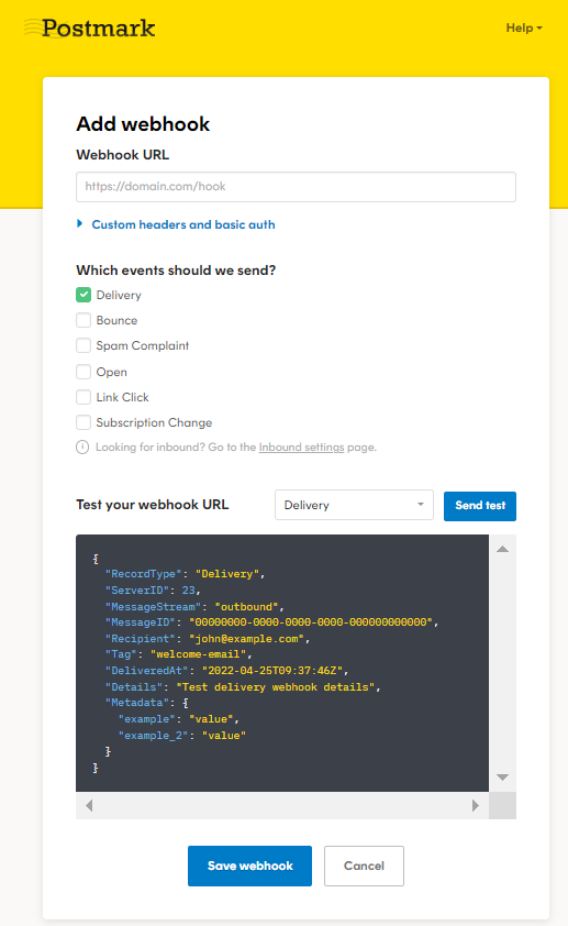 Setup of Postmark webhook for Rails 5.2 app to know if an email has