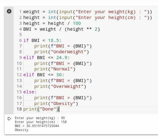 Creating a BMI calculator using python — basic python syntax | by Fahmi ...