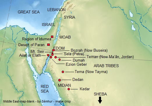 Cidades de Edom e Midiã, na atual Jordânia