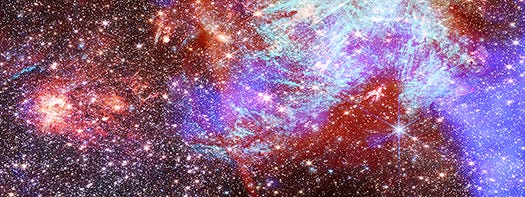 Sagittarius C, close-up image adding NASA’s James Webb Space Telescope data to the X-ray and radio data. Credit: X-ray: NASA/CXC/UCLA/Z. Zhu et al.; ESA/XMM-Newton; Optical: PanSTARRS; Radio: MeerKAT; Infrared (JWST): NASA/ESA/CSA/STScI; Image Processing: NASA/CXC/SAO/L. Frattare and P. Edmonds