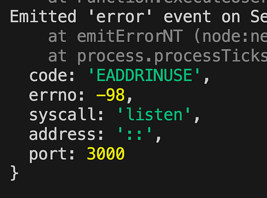 EADDRINUSE error