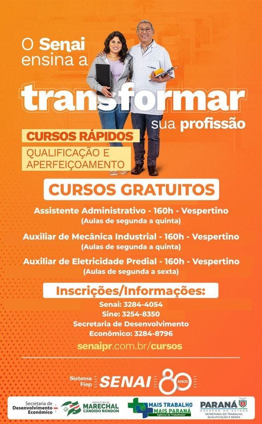 Cursos de Qualificação e Aperfeiçoamento em Marechal Cândido Rondon: Capacite-se com o SENAI e o…