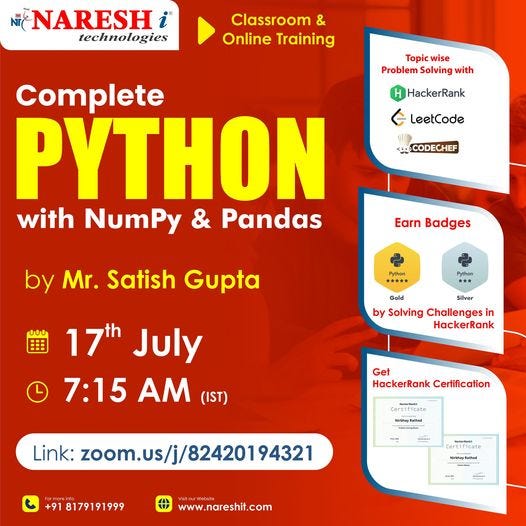 Attend a Free Demo On Python Online Training — Naresh IT - Avinash Nit ...