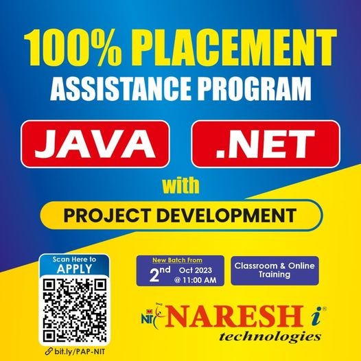 100% Placement Assistance Program On Java Developer & .Net — Naresh IT ...