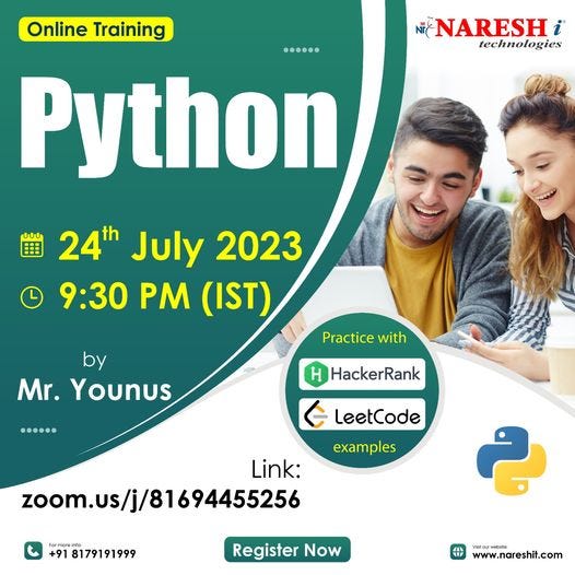 PYTHON Online Training — Naresh IT ️Enroll Now: https://bit.ly/3O1Vw9Y ...