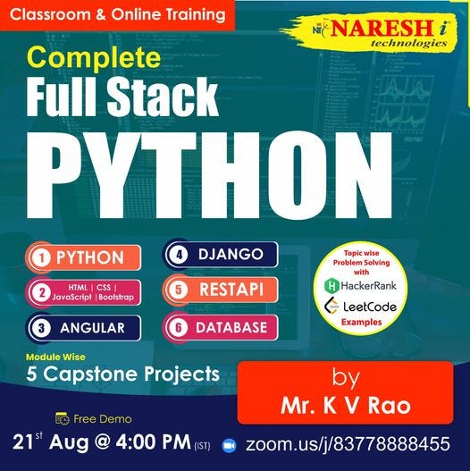 Attend a Free Demo On Full Stack PYTHON — Naresh IT - Avinash Nit - Medium