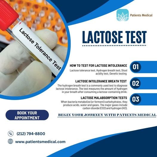 This test measures the body’s blood sugar level before and after consuming a lactosecontaining