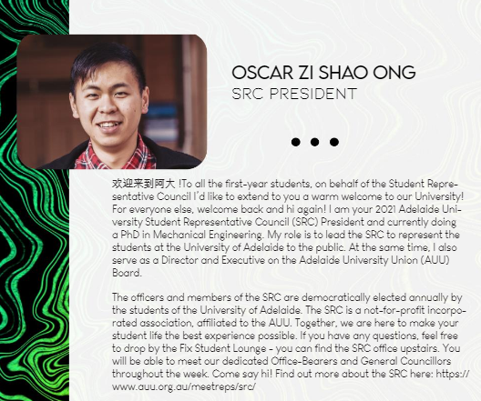 I’d like to congratulate Oscar for seemingly writing this half of the SRC President’s address himself, very cool.