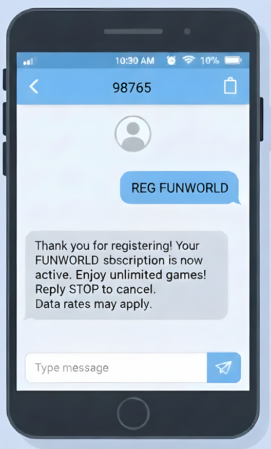 Real-world case of sending (MT) and receiving (MO) message.