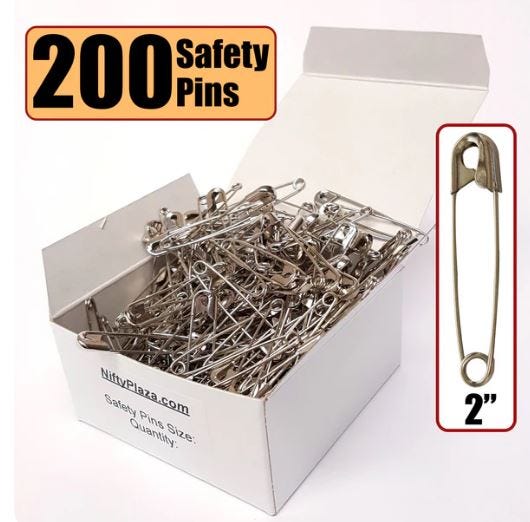 Buy Extra Large Safety Pins, Size 2 Inch, 200 Safety Pins, Heavy Duty ...