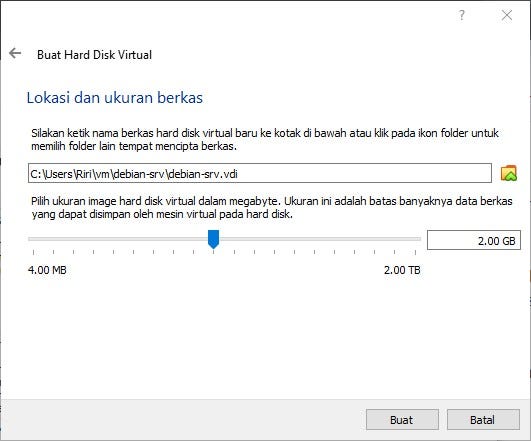 Ukuran Alokasi Hard Disk Virtual