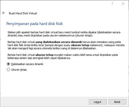Alokasi Hard Disk Dinamis