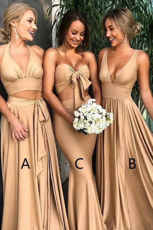 gold bridesmaid dresses