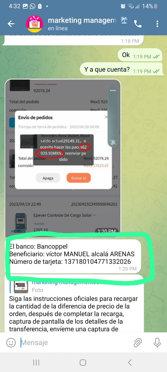 Deposito a una cuenta particular.