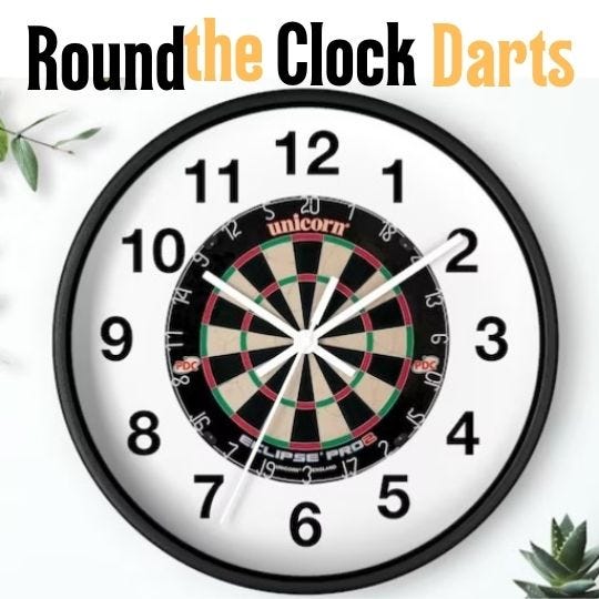 The Game of Round the Clock Darts Dartboard Fan Medium