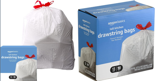 Flextra Tall Kitchen Drawstring Trash Bags, Unscented, 13 Gallon