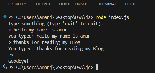 Readline module in JavaScript. When I created my first Node.js project ...