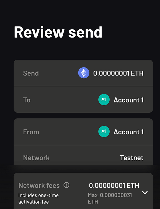 Argent wallet review send