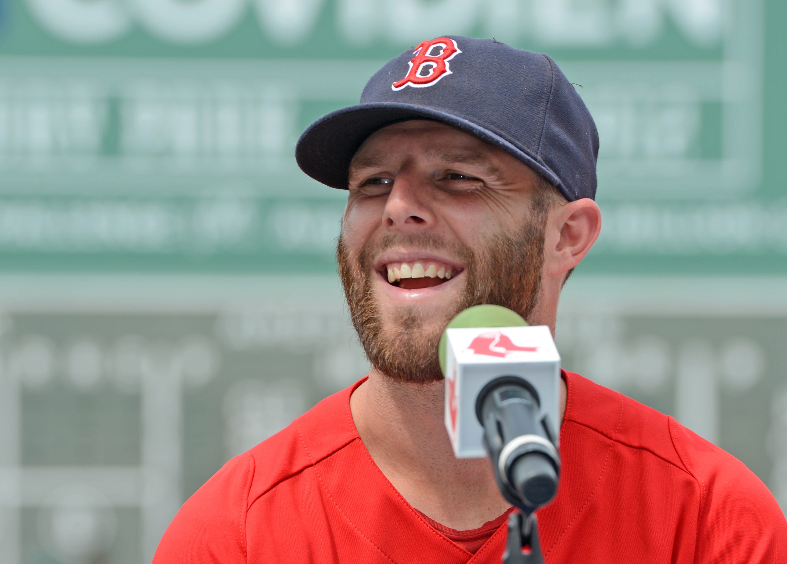 Dustin Pedroiahotter with a beard