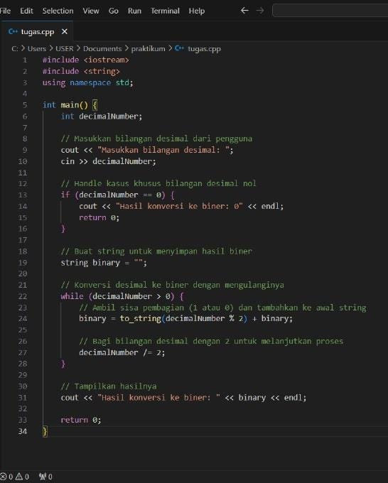 Converting Decimal Numbers to Binary in C++ Using Loops | by MUHAMMAD ...